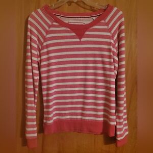 Classic Pink and White Striped Crewneck Sweater